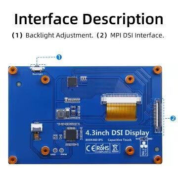4.3 Inch HDMI LCD Display 800x480 Capacitive Touch Screen Display With IPS TFT Technology
