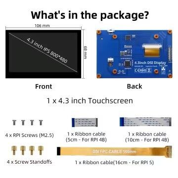 4.3 Inch HDMI LCD Display 800x480 Capacitive Touch Screen Display With IPS TFT Technology