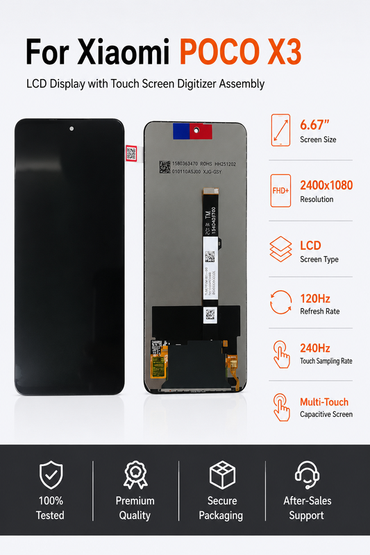 6.67 Inch Phone Screen Full HD Xiaomi Poco X3 Display Display Touch Digitizer Assembly