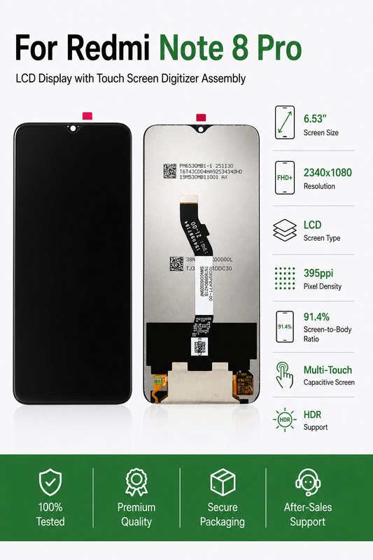 Redmi Note 8 Pro LCD Display 6.53 Inch Mobile Display Assembly 2340x1080 With Touch Digitizer